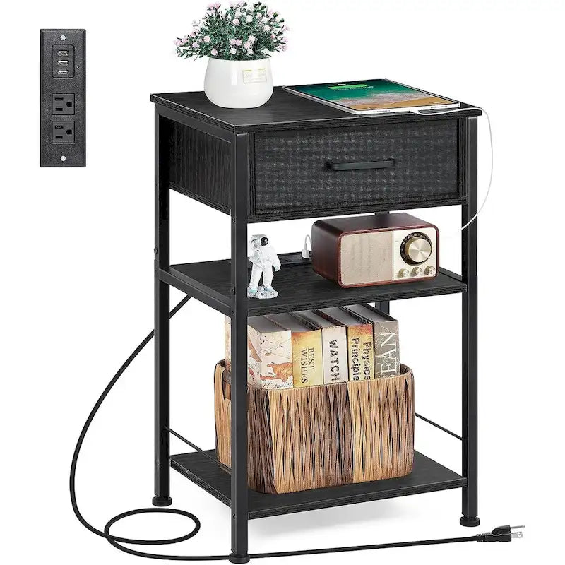 Table de chevet à 3 niveaux avec station de charge