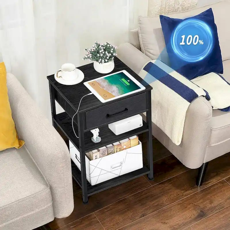 Table de chevet à 3 niveaux avec station de charge