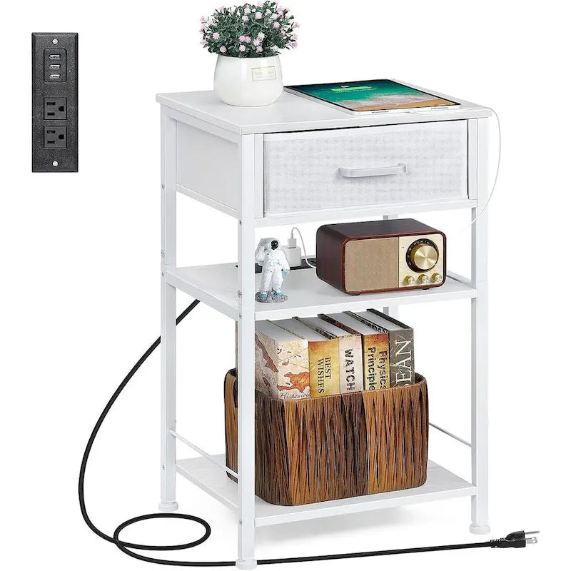 Table de chevet à 3 niveaux avec station de charge