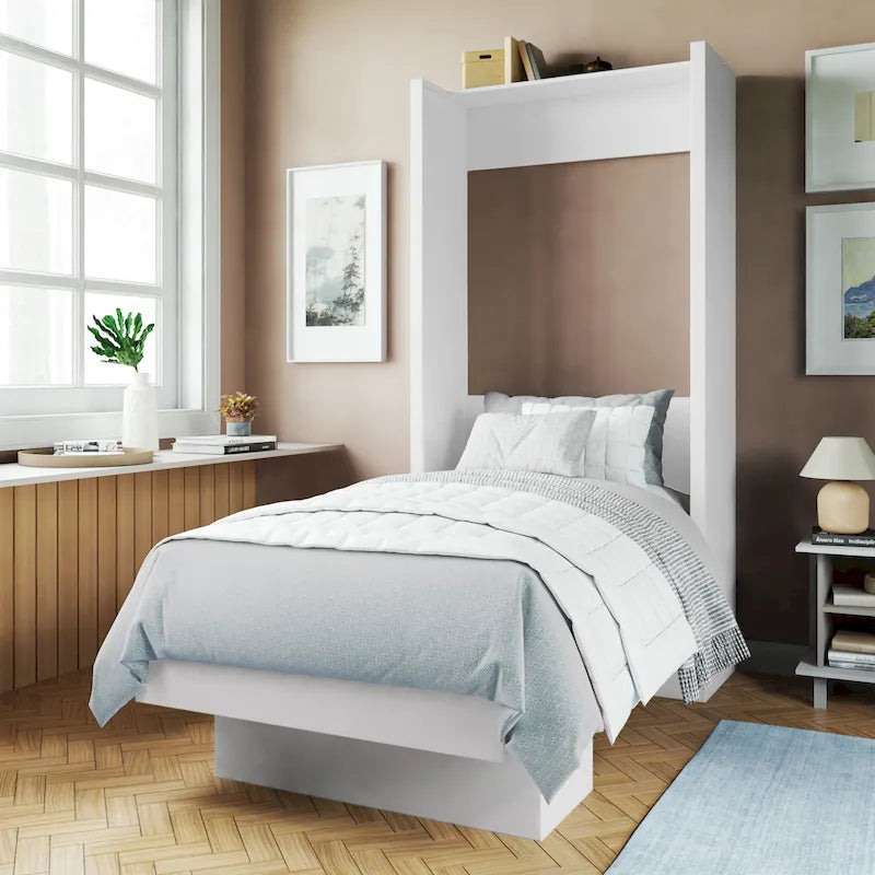 Lit escamotable brésilien contemporain double avec étagère