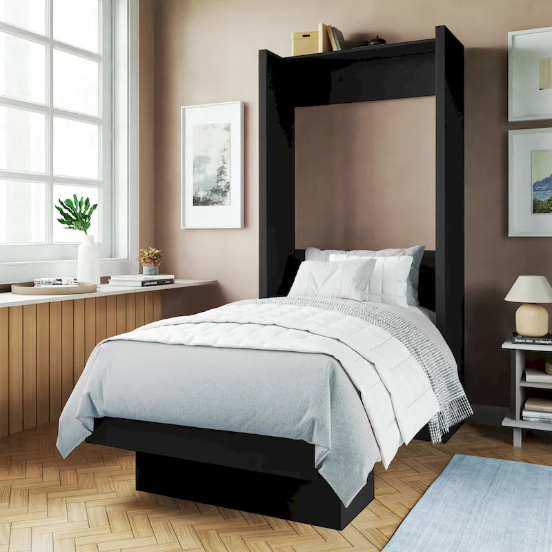 Lit escamotable brésilien contemporain double avec étagère