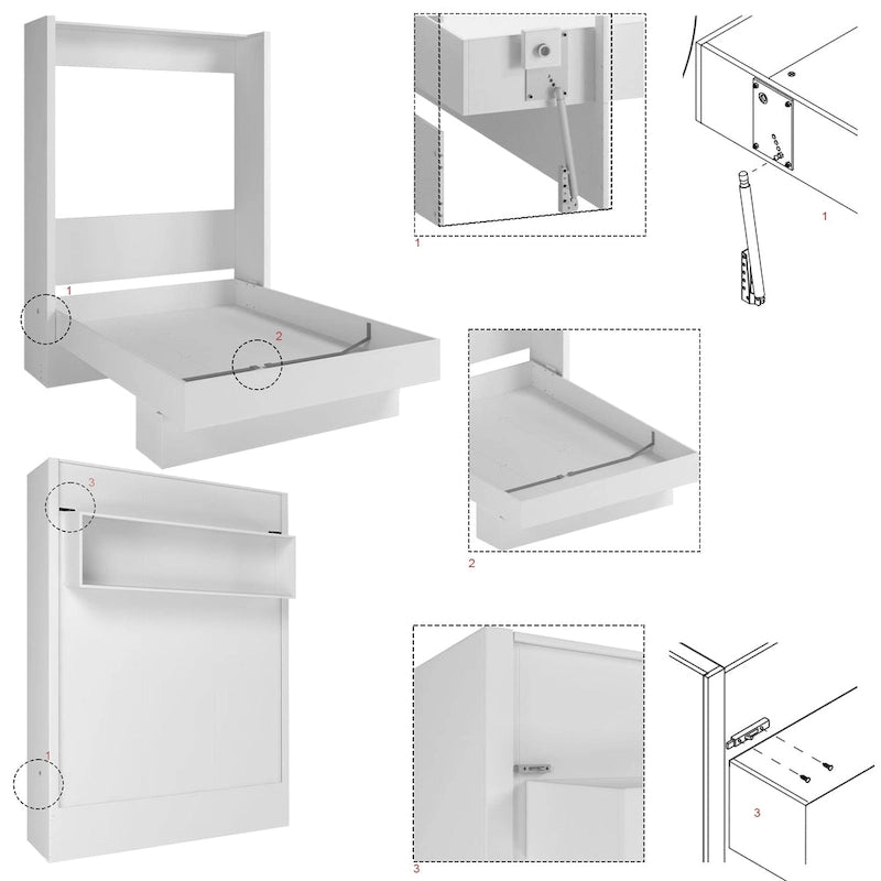 Lit escamotable brésilien contemporain double avec étagère