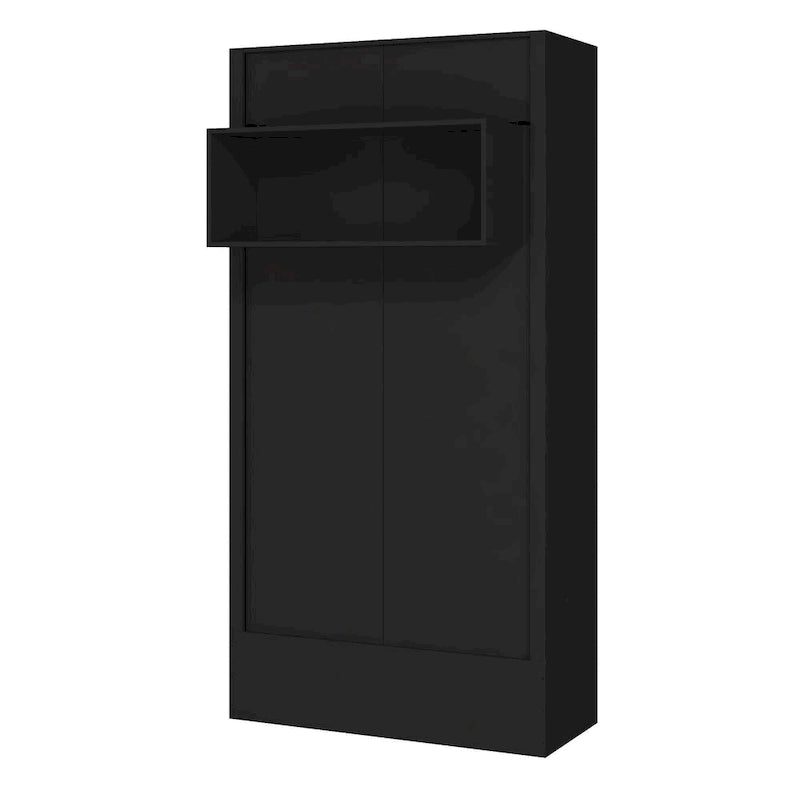 Lit escamotable brésilien contemporain double avec étagère