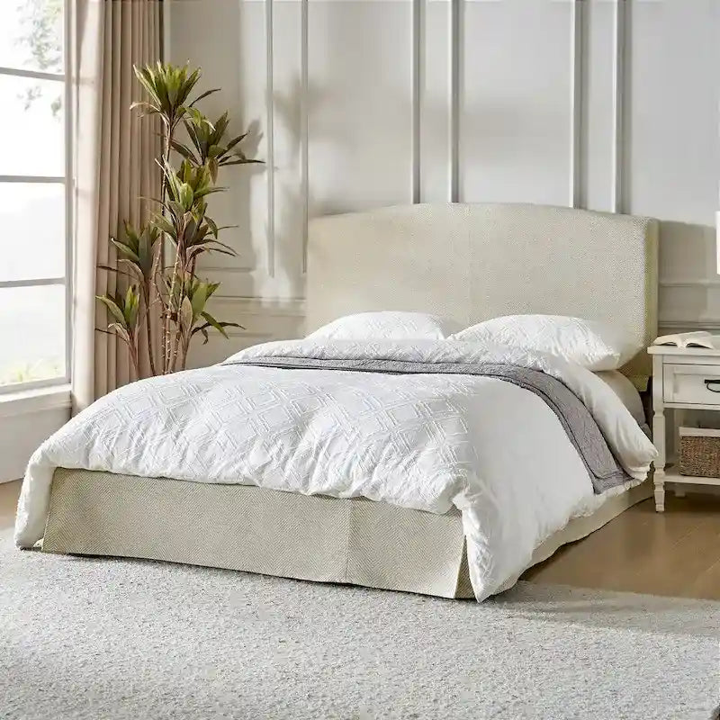 Lit plateforme capitonné traditionnel avec housse lavable – Grand lit