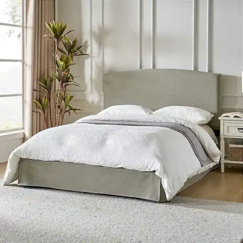 Lit plateforme capitonné traditionnel avec housse lavable – Grand lit