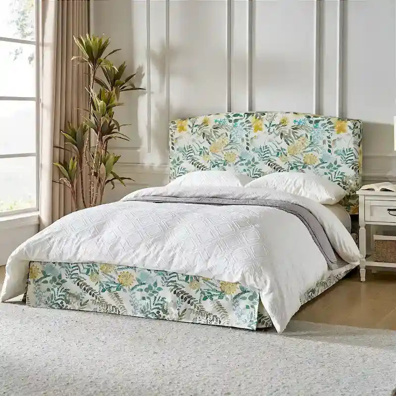 Lit plateforme capitonné traditionnel avec housse lavable – Grand lit