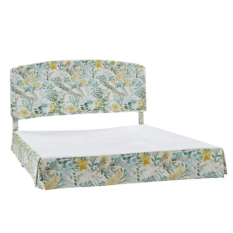 Lit plateforme capitonné traditionnel avec housse lavable – Grand lit