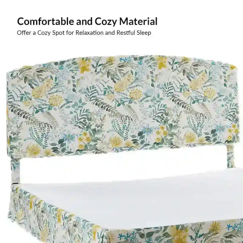 Lit plateforme capitonné traditionnel avec housse lavable – Grand lit