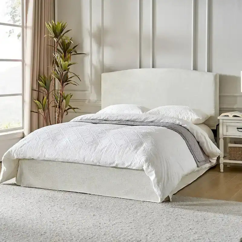 Lit plateforme capitonné traditionnel avec housse lavable – Grand lit