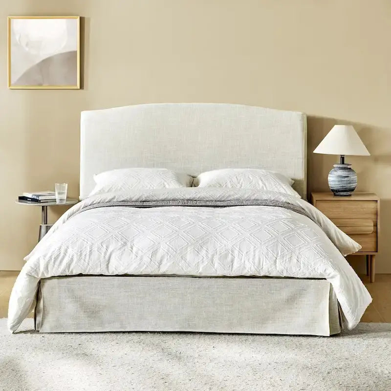 Lit plateforme capitonné traditionnel avec housse lavable – Grand lit
