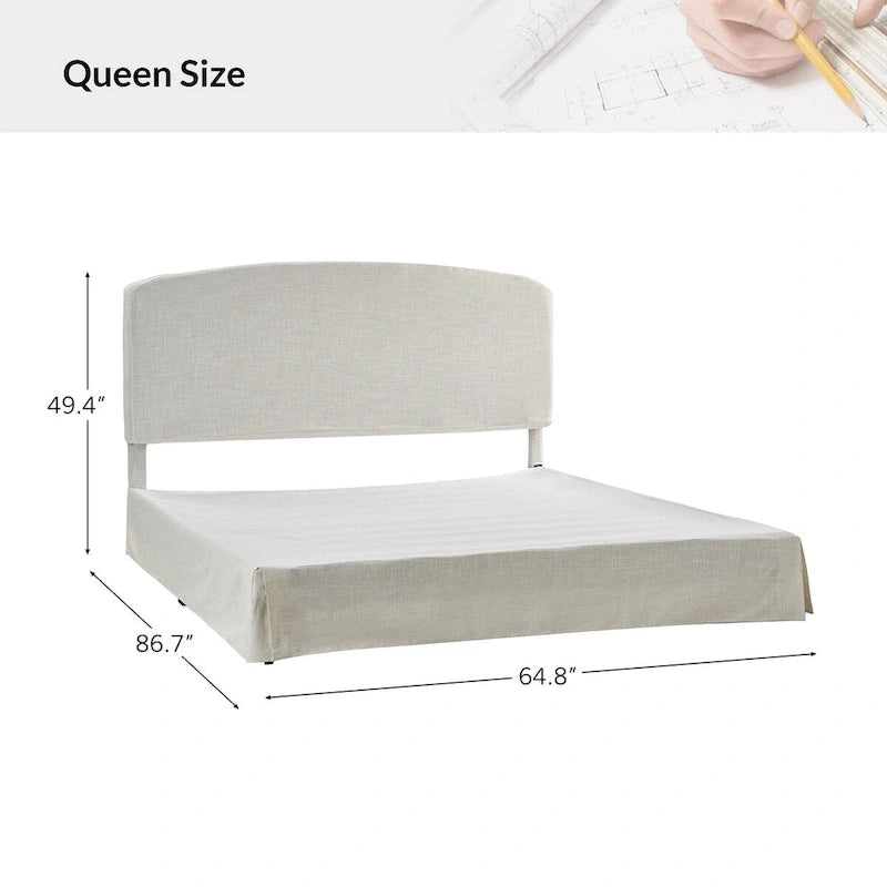 Lit plateforme capitonné traditionnel avec housse lavable – Grand lit