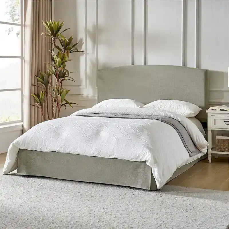 Lit plateforme capitonné traditionnel avec housse lavable – Grand lit
