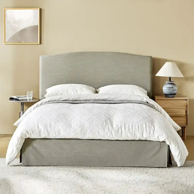Lit plateforme capitonné traditionnel avec housse lavable – Grand lit