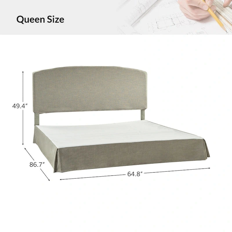 Lit plateforme capitonné traditionnel avec housse lavable – Grand lit
