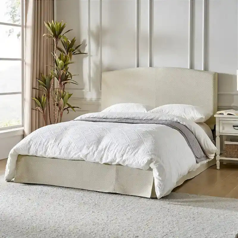 Lit plateforme capitonné traditionnel avec housse lavable – Grand lit