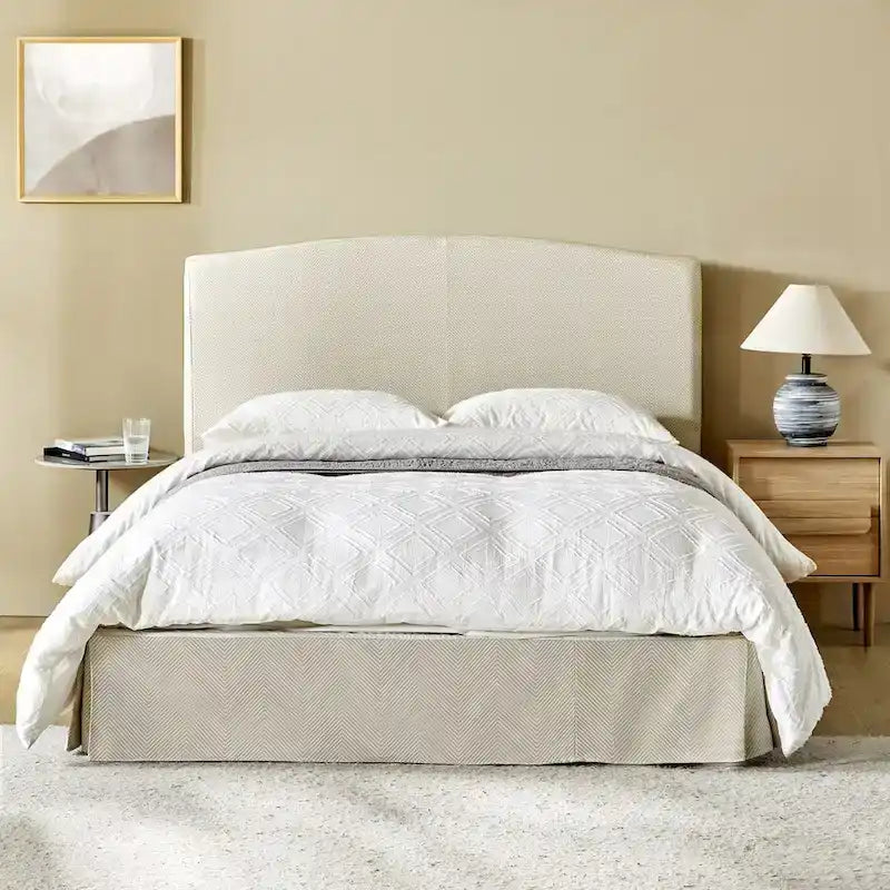 Lit plateforme capitonné traditionnel avec housse lavable – Grand lit