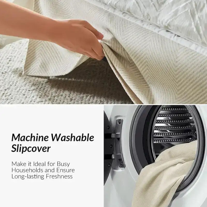 Lit plateforme capitonné traditionnel avec housse lavable – Grand lit