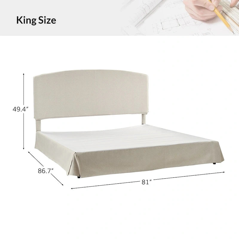 Lit plateforme capitonné traditionnel avec housse lavable – Grand lit