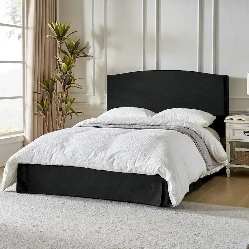 Lit plateforme capitonné traditionnel avec housse lavable – Grand lit