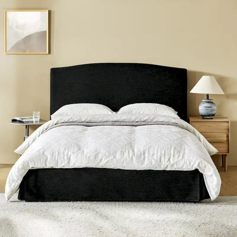 Lit plateforme capitonné traditionnel avec housse lavable – Grand lit