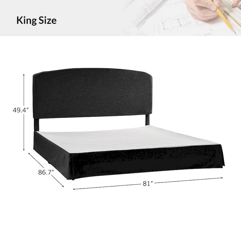 Lit plateforme capitonné traditionnel avec housse lavable – Grand lit