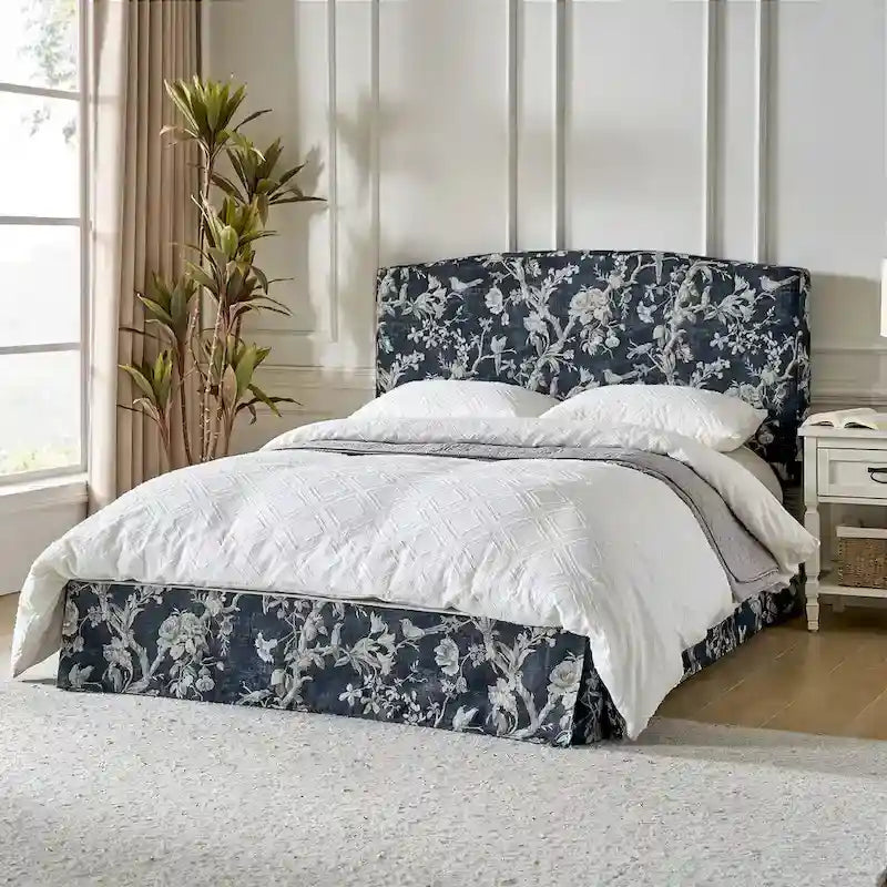 Lit plateforme capitonné traditionnel avec housse lavable – Grand lit