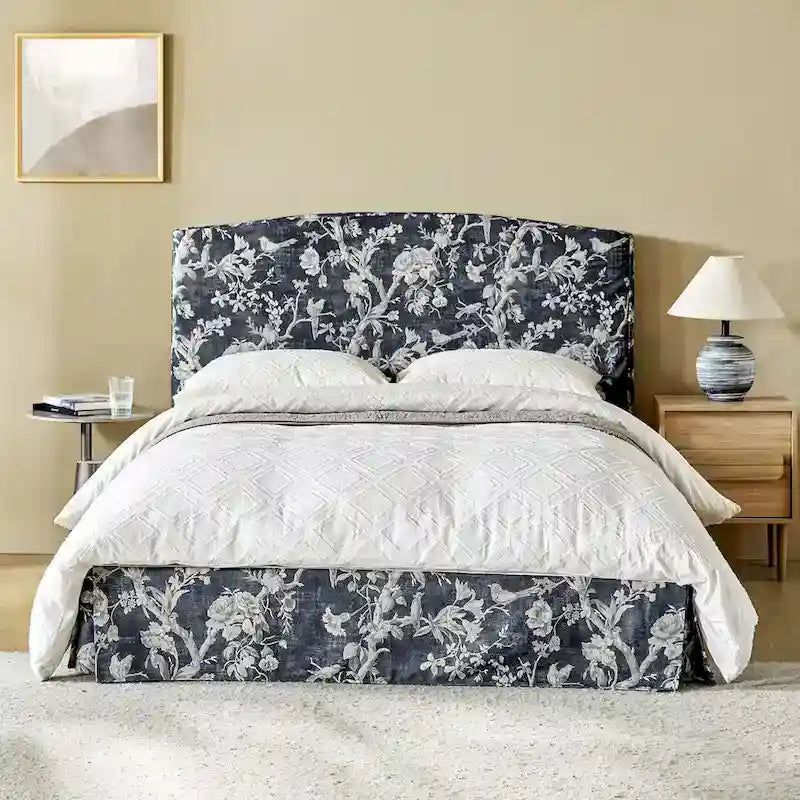 Lit plateforme capitonné traditionnel avec housse lavable – Grand lit