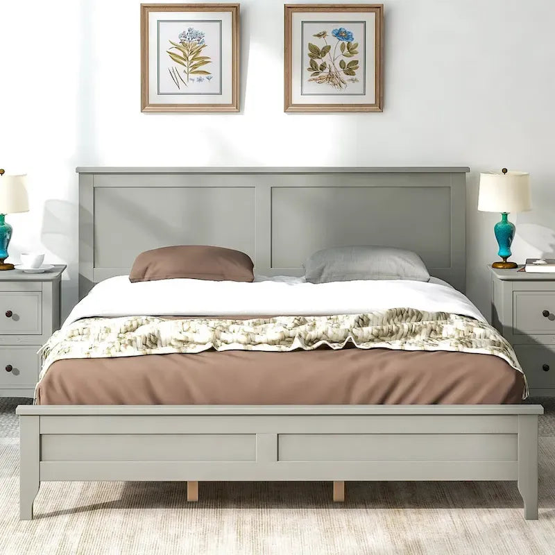Lit plate-forme moderne en bois massif