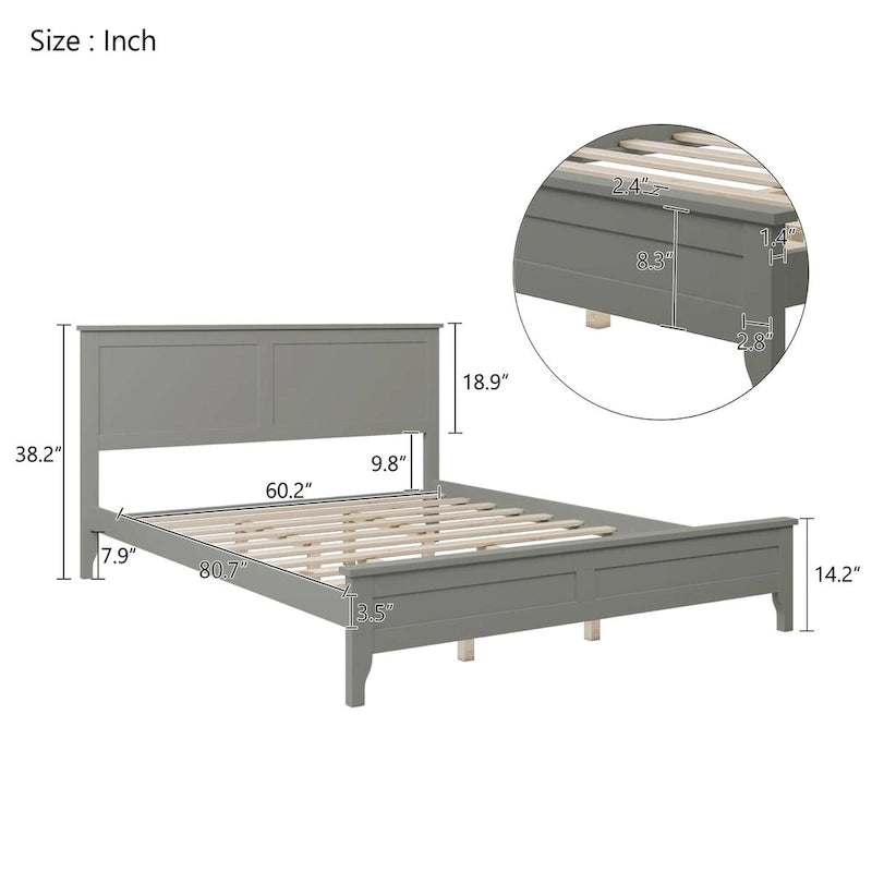 Lit plate-forme moderne en bois massif