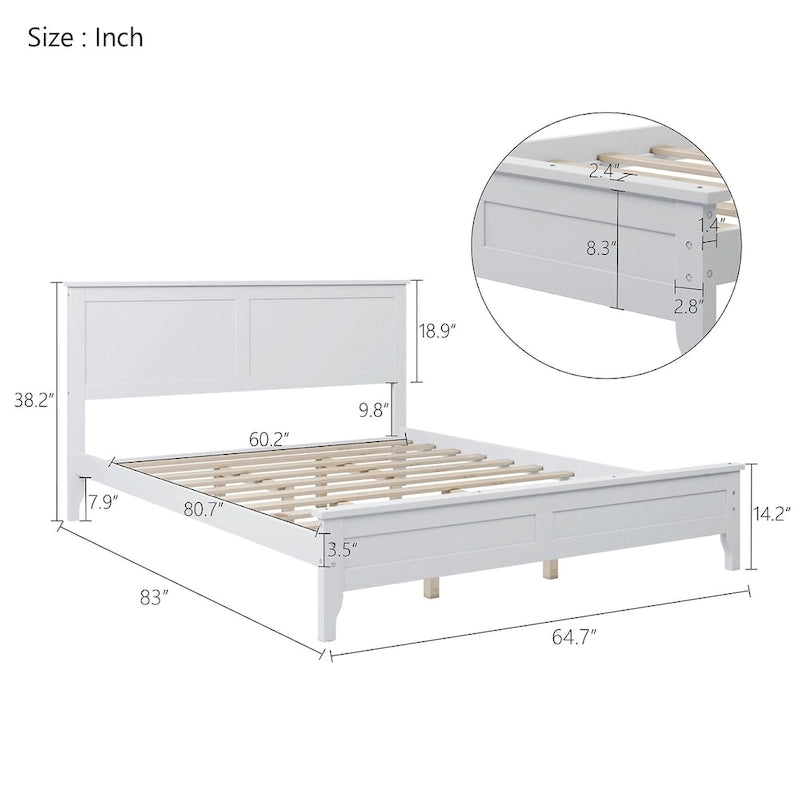 Lit plate-forme moderne en bois massif