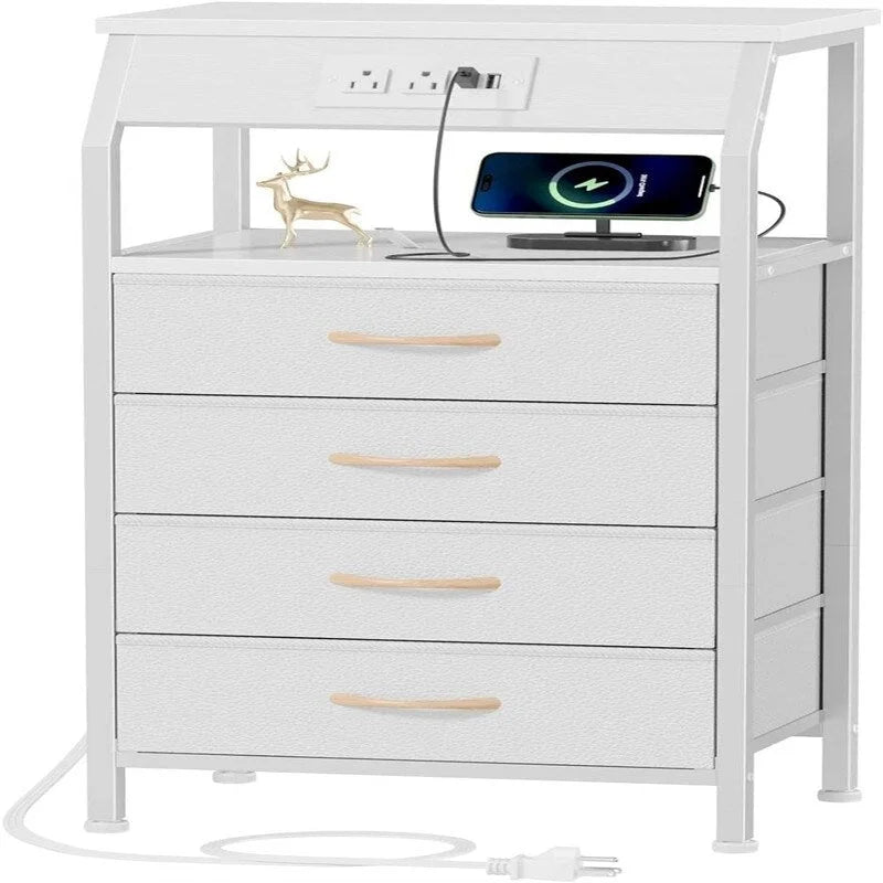 Table de chevet avec station de chargement Petite table de nuit avec étagère en bois