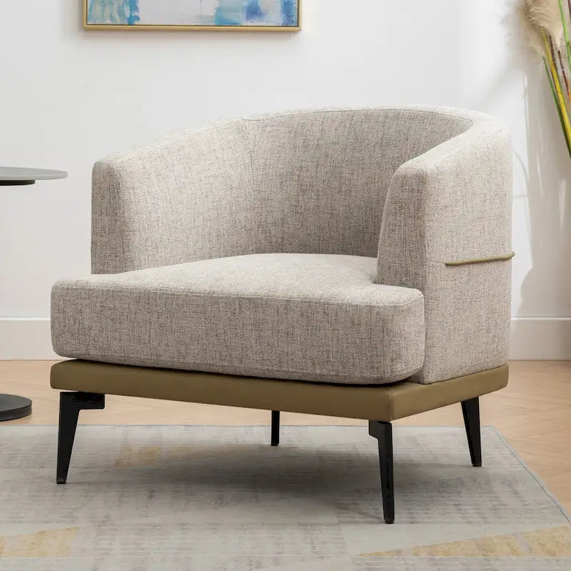 Fauteuil baril bicolore moderne en tissu