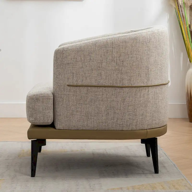 Fauteuil baril bicolore moderne en tissu