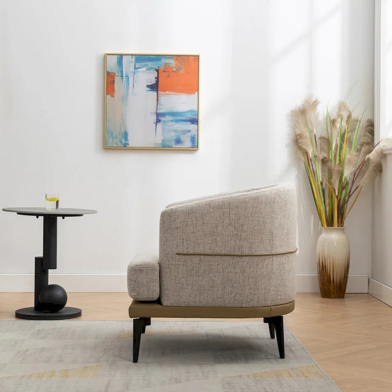 Fauteuil baril bicolore moderne en tissu