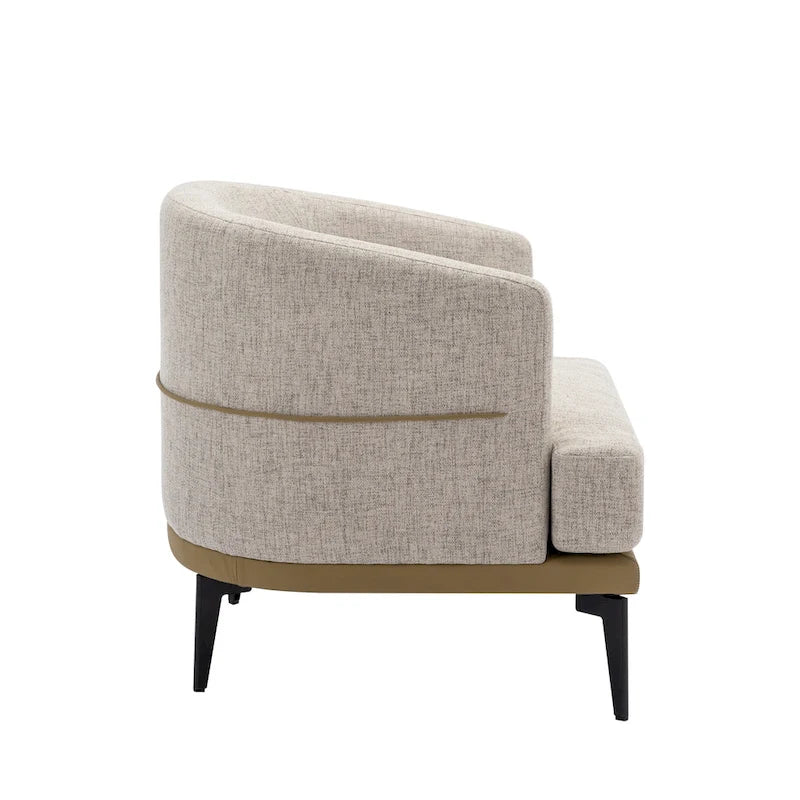 Fauteuil baril bicolore moderne en tissu