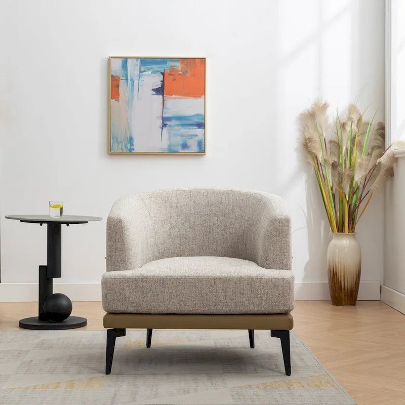 Fauteuil baril bicolore moderne en tissu