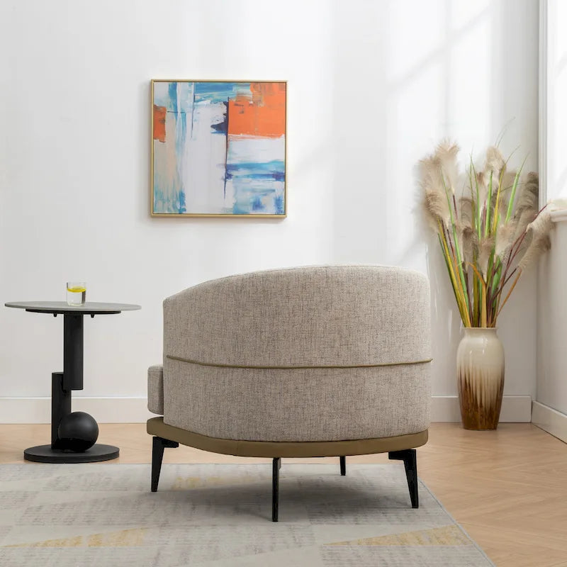Fauteuil baril bicolore moderne en tissu