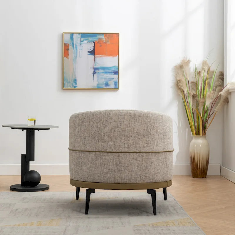 Fauteuil baril bicolore moderne en tissu