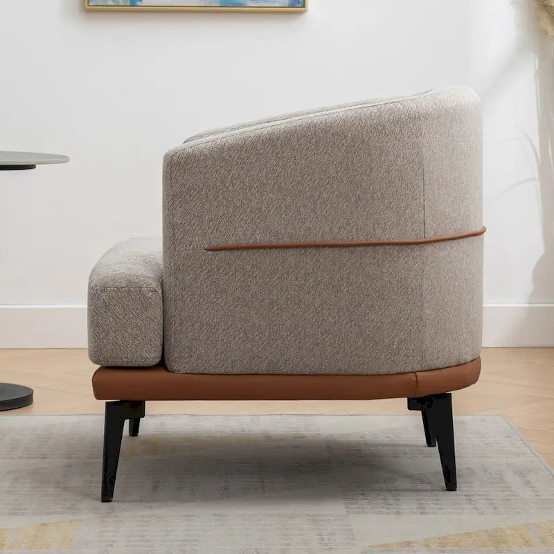 Fauteuil baril bicolore moderne en tissu