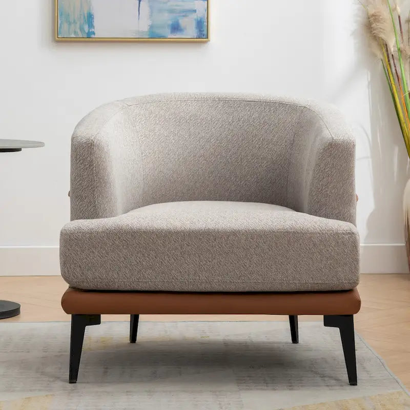 Fauteuil baril bicolore moderne en tissu