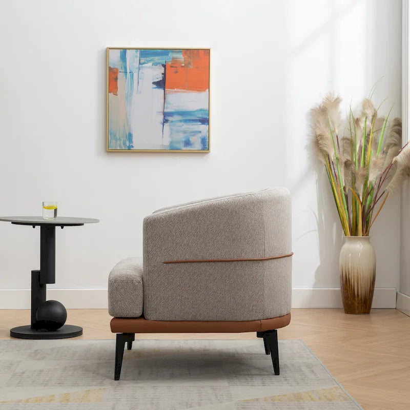 Fauteuil baril bicolore moderne en tissu