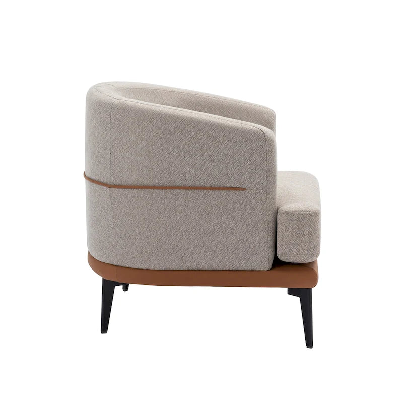 Fauteuil baril bicolore moderne en tissu