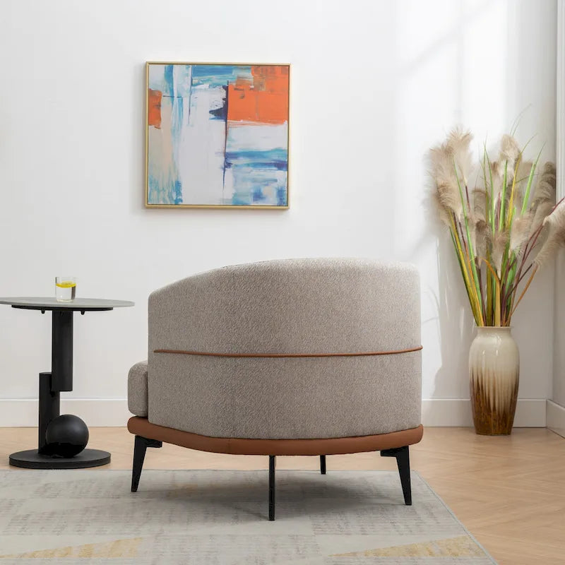 Fauteuil baril bicolore moderne en tissu