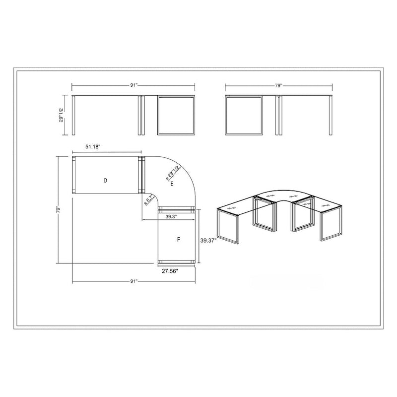 Bureau d'ordinateur contemporain compact avec plateau en verre