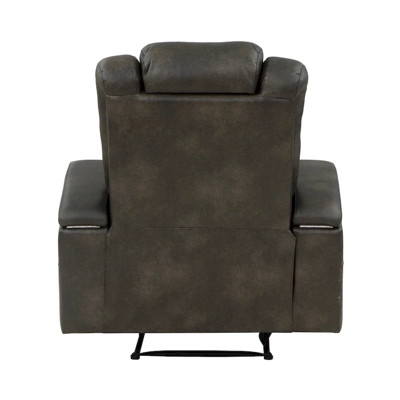 Fauteuil inclinable électrique de 101,6 cm, en similicuir gris, avec LED, port USB et porte-gobelets