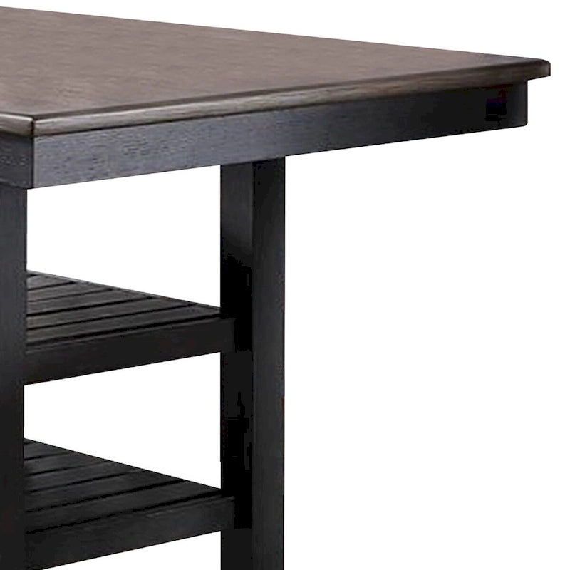 Table hauteur comptoir avec 2 étagères ouvertes, brun foncé