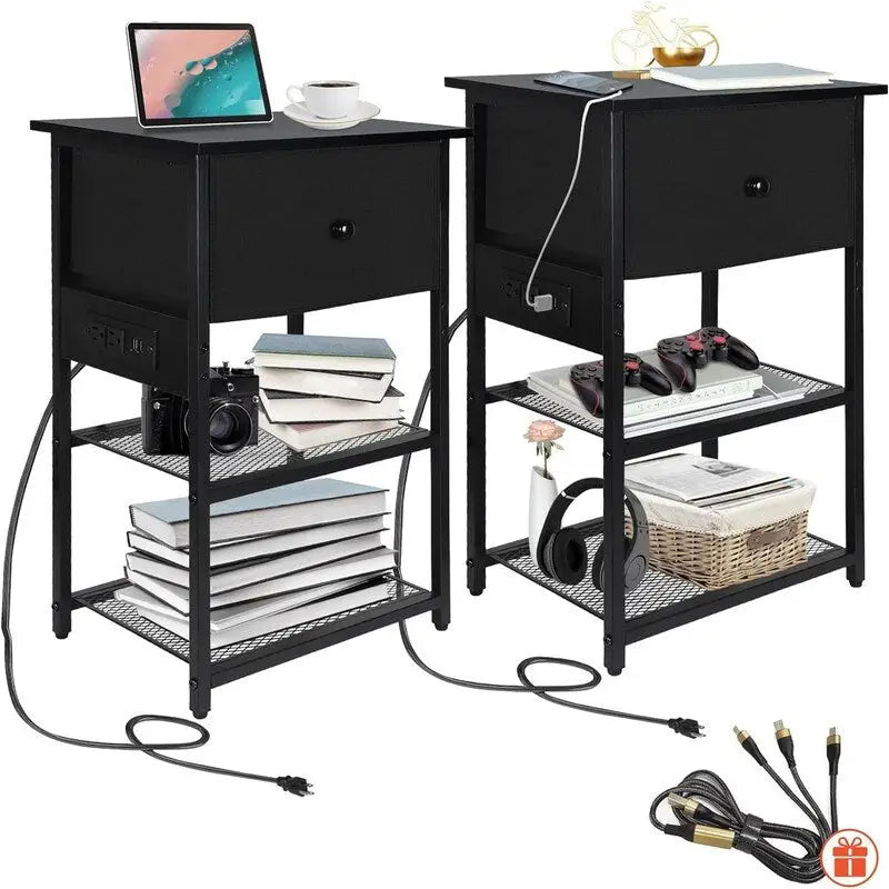 Table de chevet avec station de recharge - 11,81P x 15,74L x 25,19H