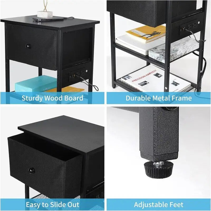Table de chevet avec station de recharge - 11,81P x 15,74L x 25,19H