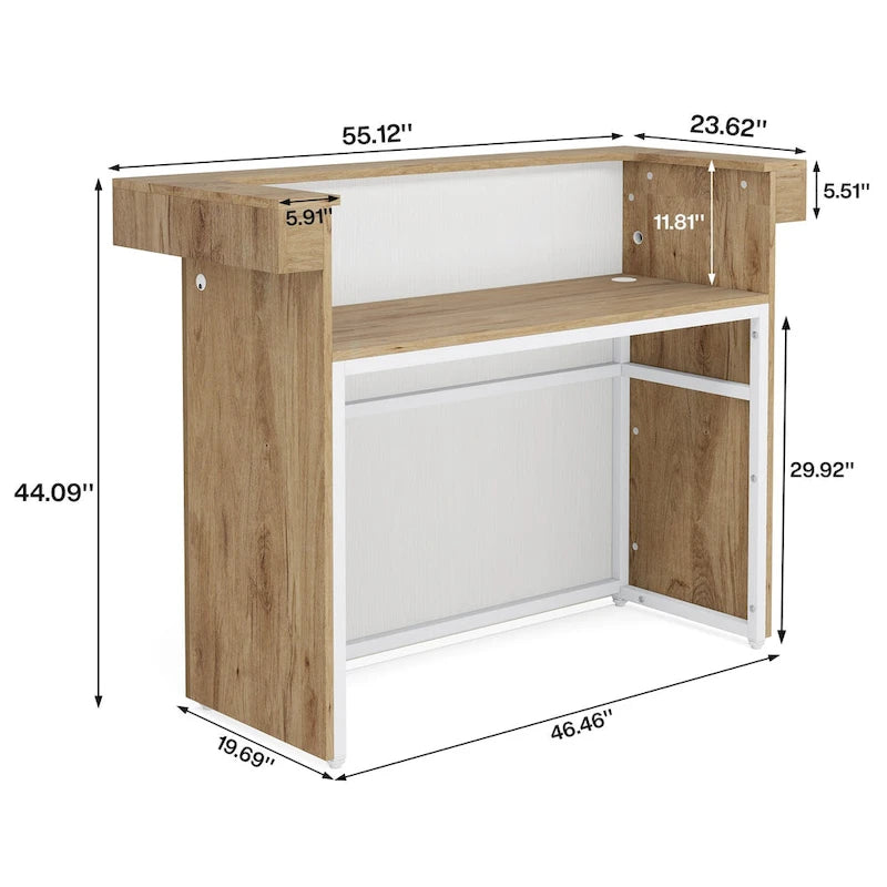 Bureau d'accueil avec lumière, bureau d'accueil moderne avec 2 œillets