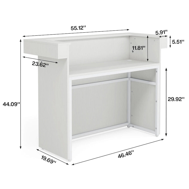 Bureau d'accueil avec lumière, bureau d'accueil moderne avec 2 œillets